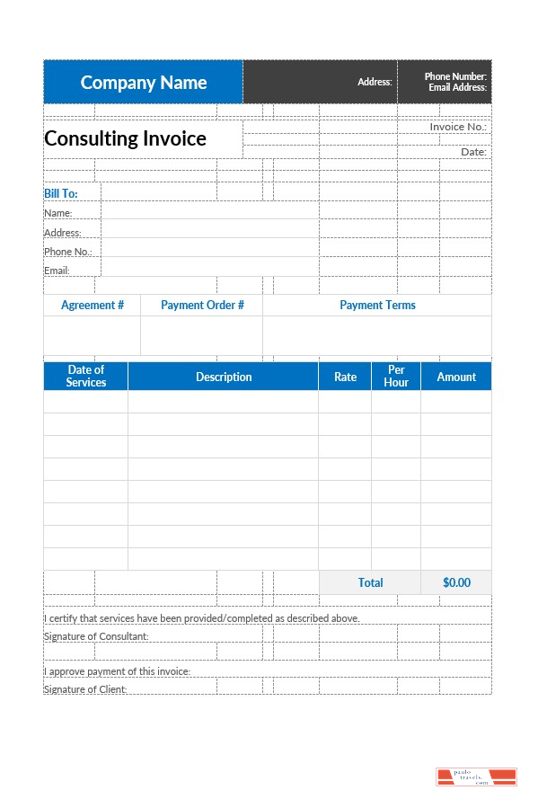 Consulting Invoice. PSD template